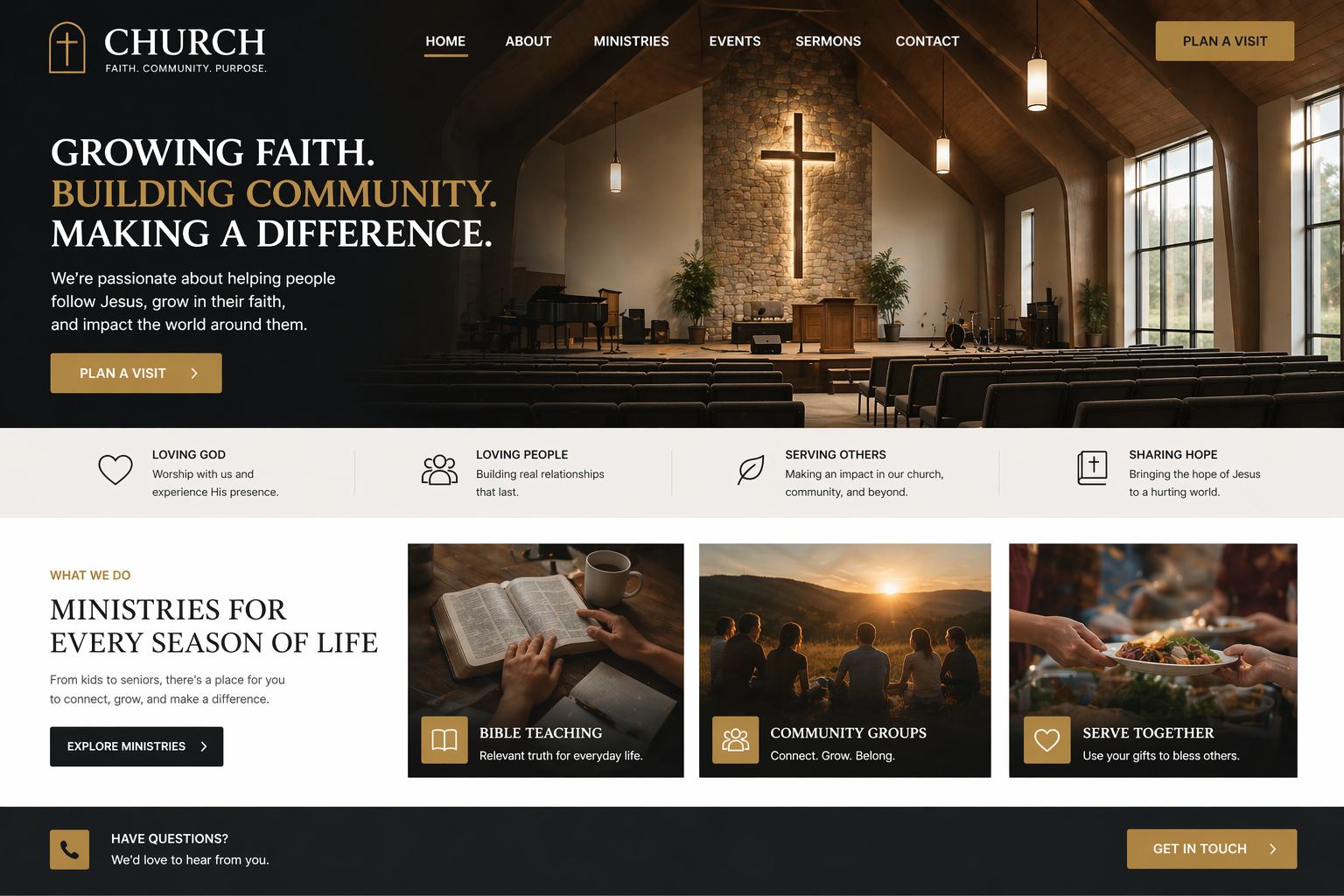 Church website design concept